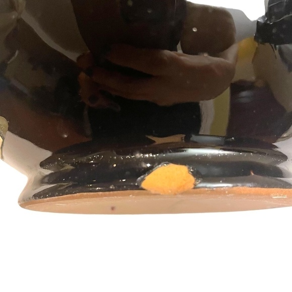 Vintage Red And Black Drip Pottery Vase - Picture 10 of 10